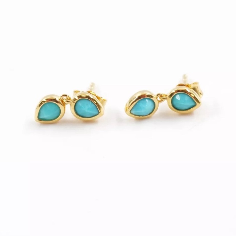 Monica Vinader double turquoise teardrops earings - Picture 4 of 7